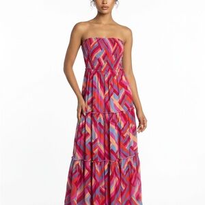 Abel The Label Multicolor Strapless Women's M Bandau Frilled Flowy Maxi Dress